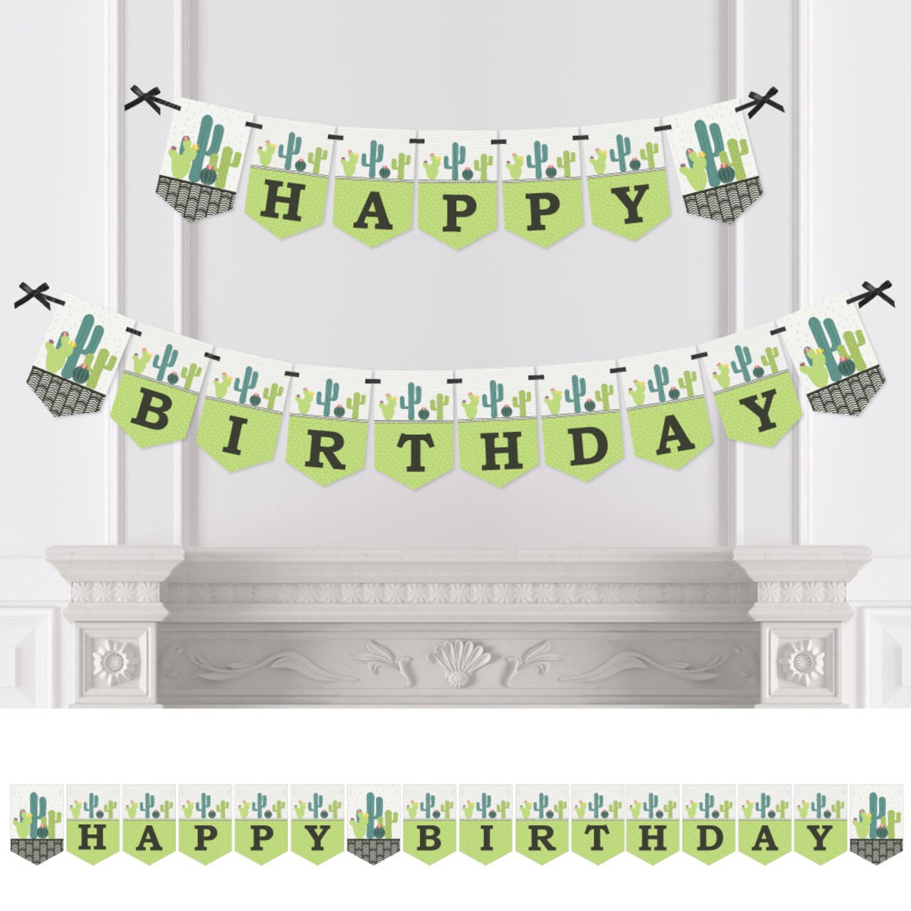 Big Dot of Happiness Prickly Cactus Party - Fiesta Birthday Party Bunting Banner - Birthday Party Decorations - Happy Birthday